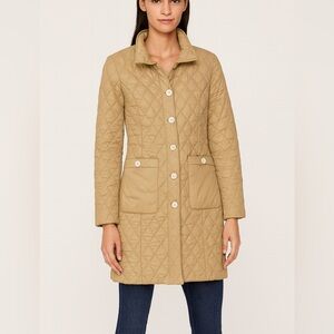 Patty Kim Quilted Long Length Tan Puffer Coat Like New Small
